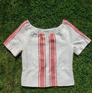 Rare Vtg Hand-Woven by Blind Girls Peasant Blouse